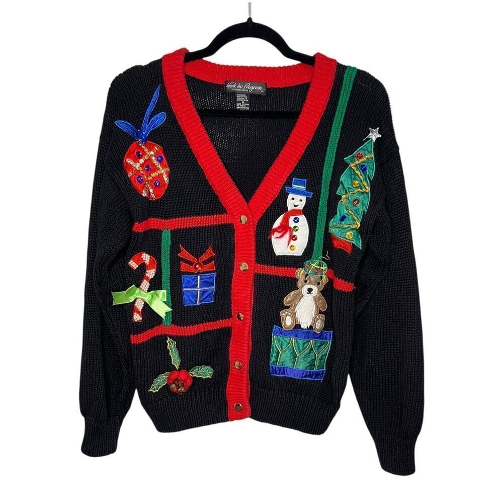 Vintage Work in Progress Women’s Medium Ugly Christmas Sweater 90s Grandma‎